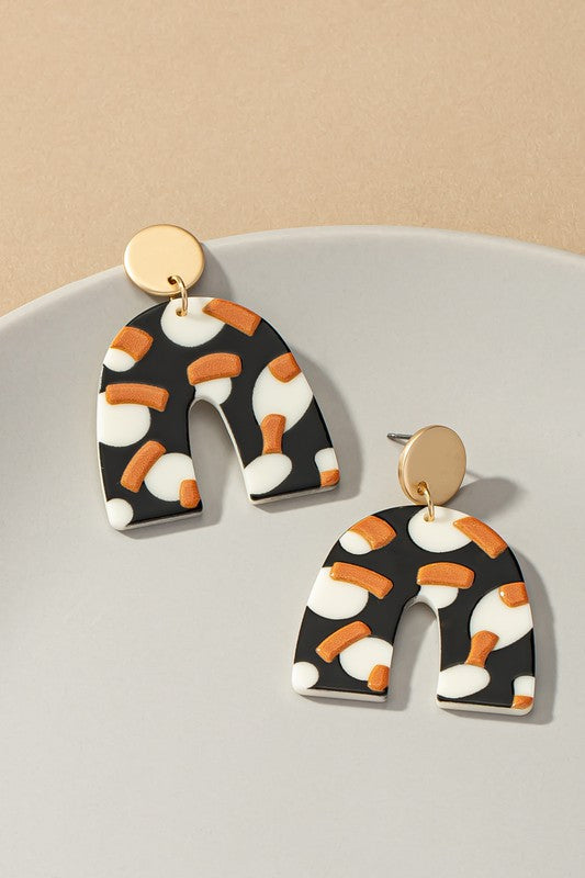 Fall Animal Print arch drop earrings