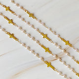 Pearls And Crosses Long Necklace