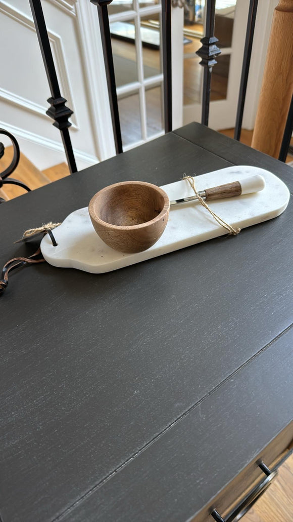 Mud Pie Marble and Wood Dip and Tray Set