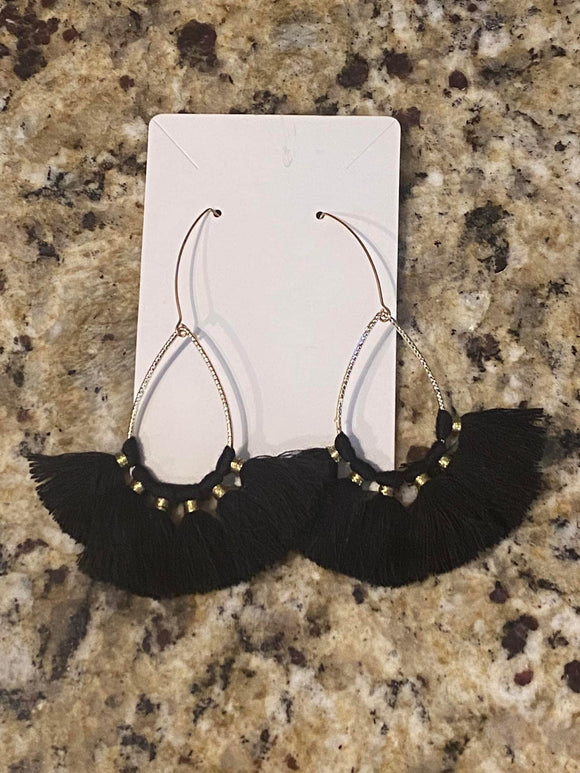 Black Fan Tassel on Gold Hook