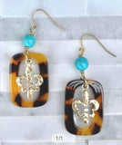 Tortoise and Turquoise Drop Earrings