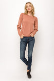 Sunset Rose Puff Sleeve Pullover Top