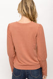 Sunset Rose Puff Sleeve Pullover Top