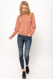 Sunset Rose Puff Sleeve Pullover Top