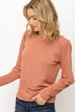 Sunset Rose Puff Sleeve Pullover Top