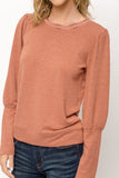 Sunset Rose Puff Sleeve Pullover Top