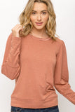Sunset Rose Puff Sleeve Pullover Top