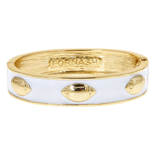 White and Gold Enamel Football Bracelet