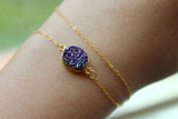 Purple Druzy Stone Bracelet