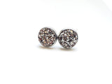 Gunmetal Druzy Stud Earrings