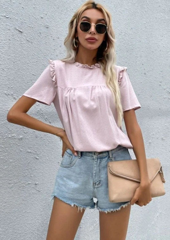 Pink Ruffle Detail Top