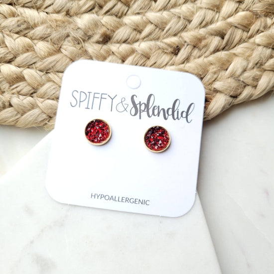 Merlot Druzy Studs