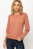 Sunset Rose Puff Sleeve Pullover Top