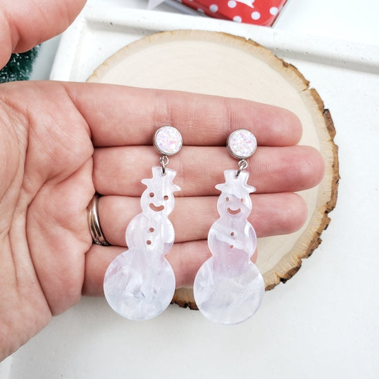 Glitzy Snowman Earrings