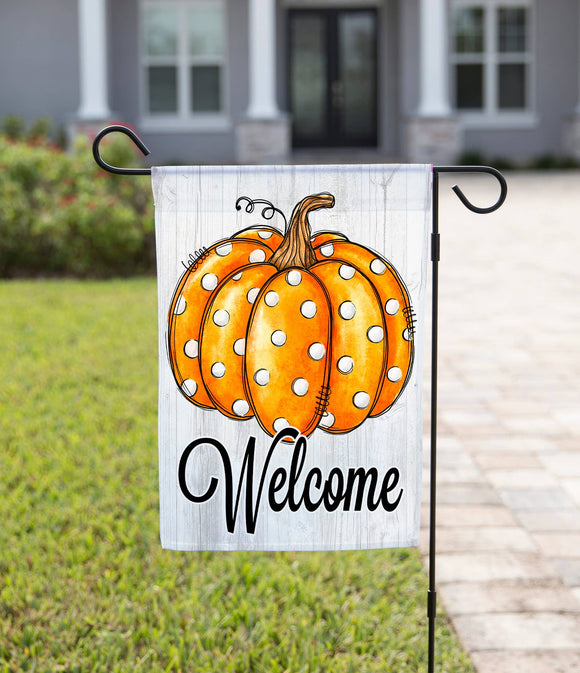 Polka Dot Pumpkin Garden Flag